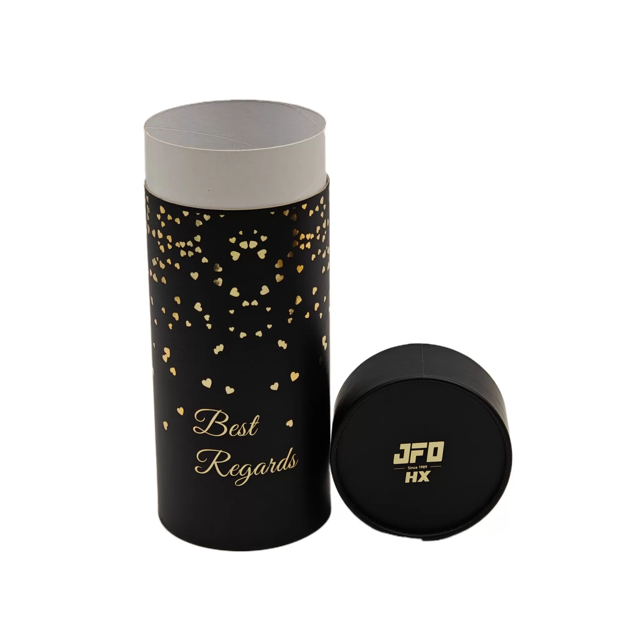 Pahvista valmistetut lieriömäiset lahjalaatikot